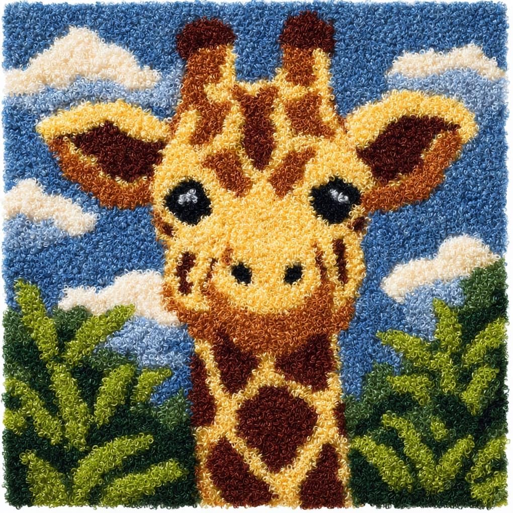 WallustrioaW DIY Latch Hook Kits 43x43cm,Cute Giraffe
