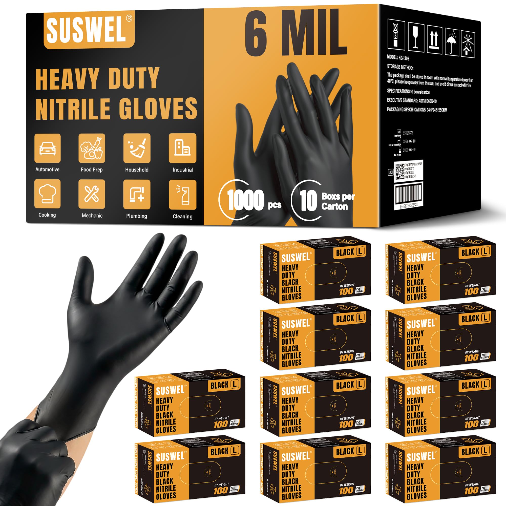 Guantes de nitrilo de 6 mil M
