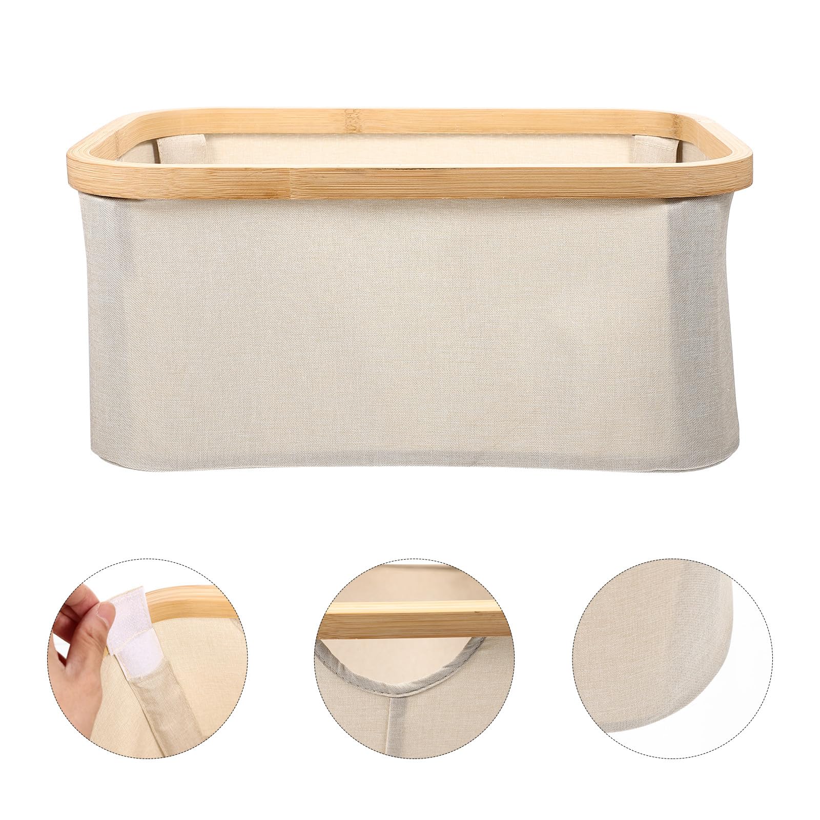SOLUSTRE Leichter und Praktischer Haushaltswäschekorb aus Stoff und Bambus in Beige Faltbar und Platzsparend für Schlafzimmer und Zuhause