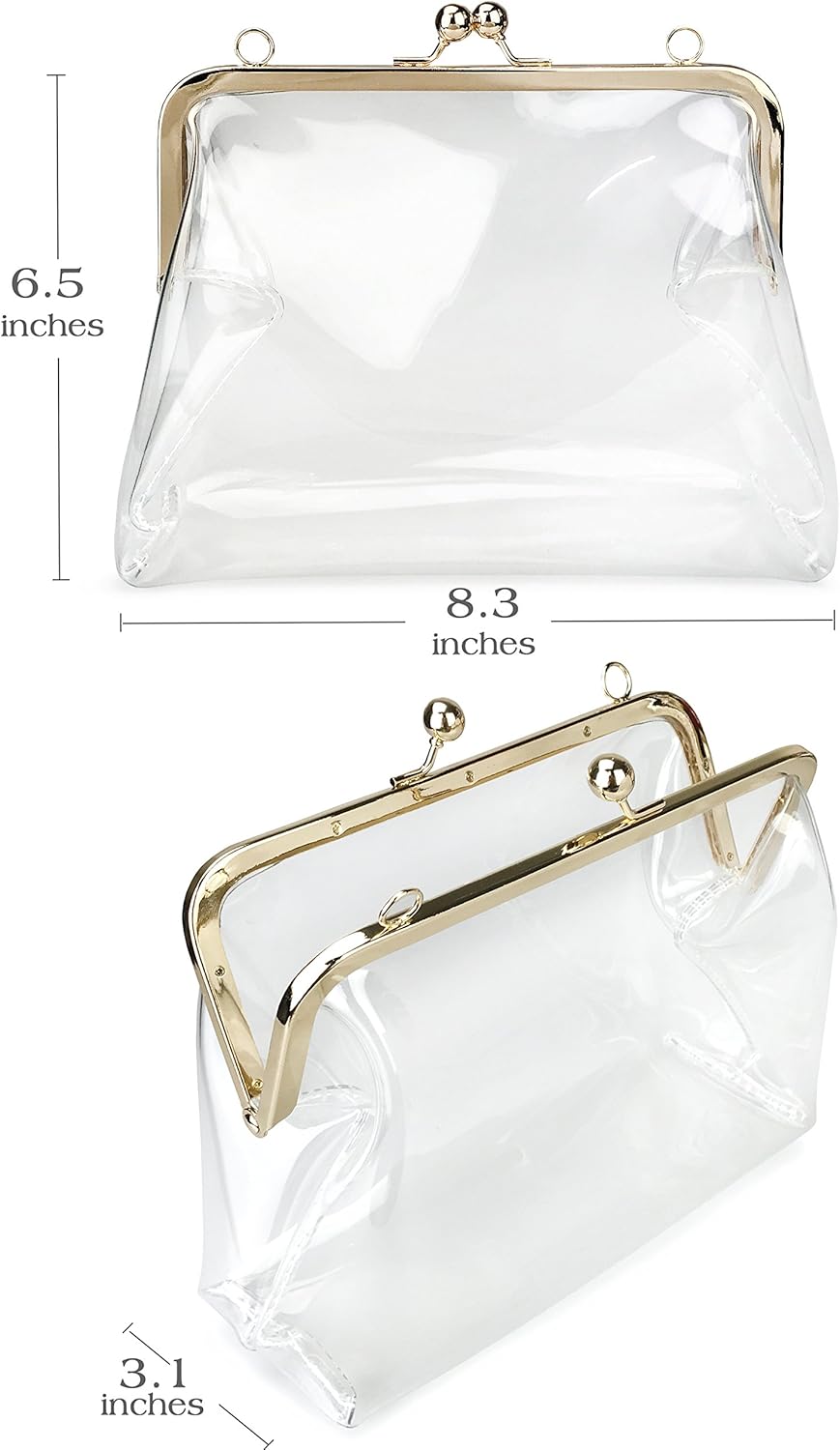 HOXIS Clear Transparent PVC Kiss Lock Chain Cross Body Bag Womens Clutch - Image 4