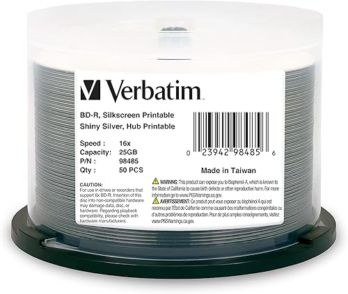 Contenedor circular de 10 unidades con discos Blu-ray Verbatim grabables BD-R de 25GB de una sola capa con velocidad de grabación de 6x 97238 25 GB
