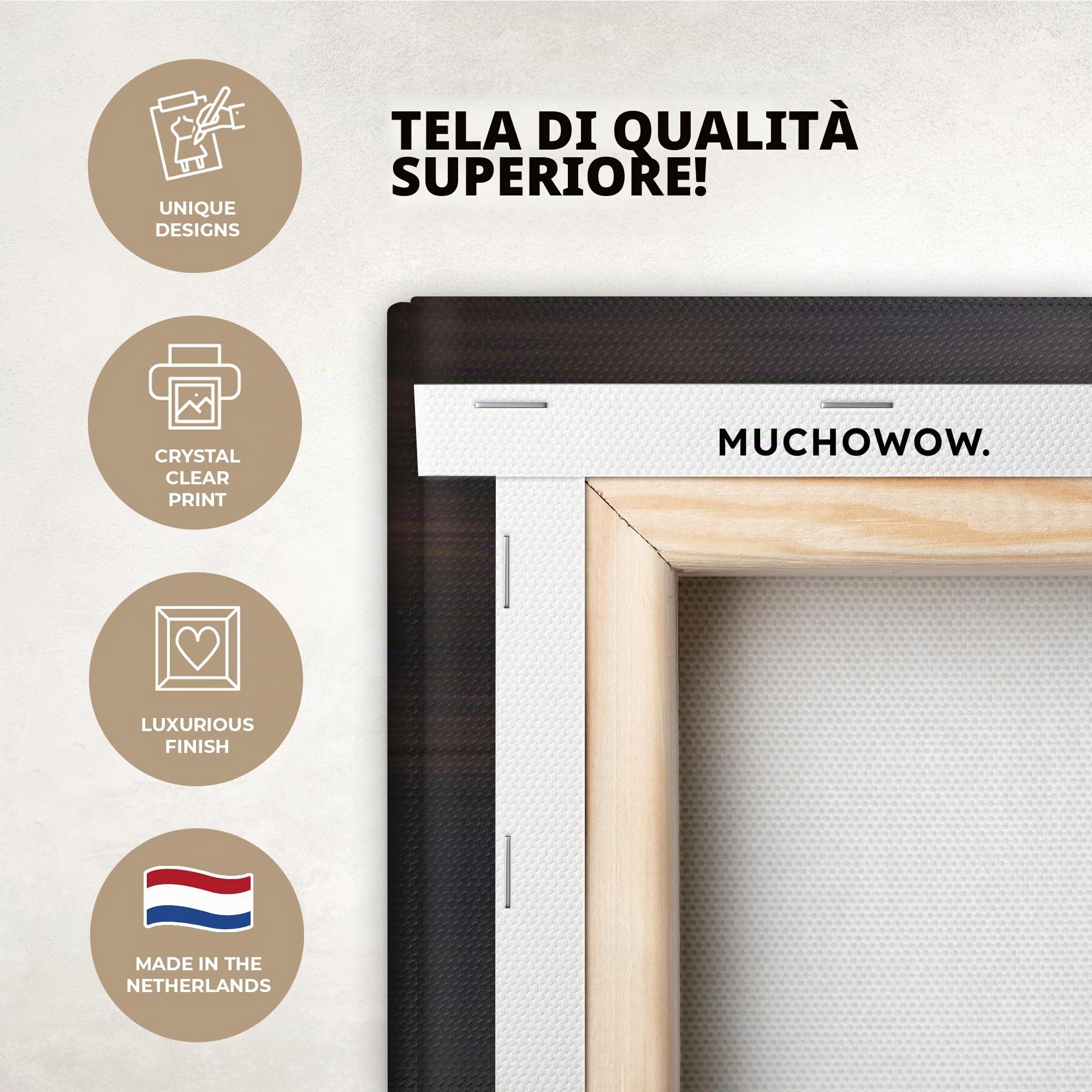 MuchoWow© Quadri Astratti su Tela Foto Quadro Moderno Soggiorno Canvas | 120x80 cm - Decorazioni Camera da Letto Mandala - Legno - Fiori - Marrone