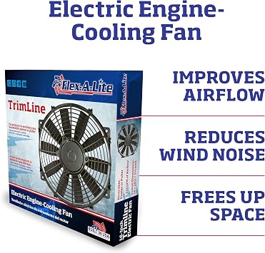 Flex-A-Lite Trimline Reversible Electric Fan, Pusher-Puller Fan (116), Car Accessories, 16 Inches Black