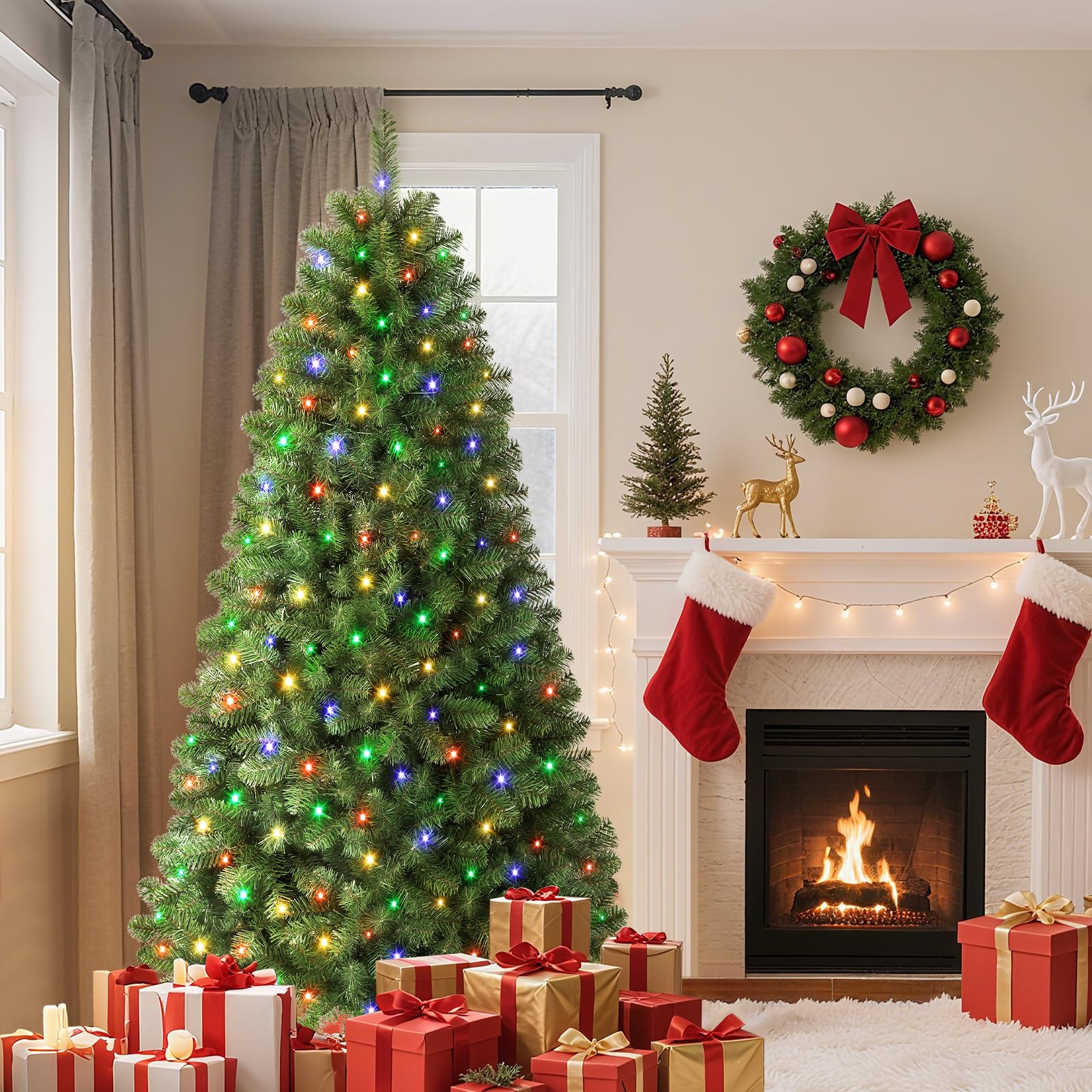 SHareconn 7ft Prelit Premium Artificial Classic Spruce Christmas
