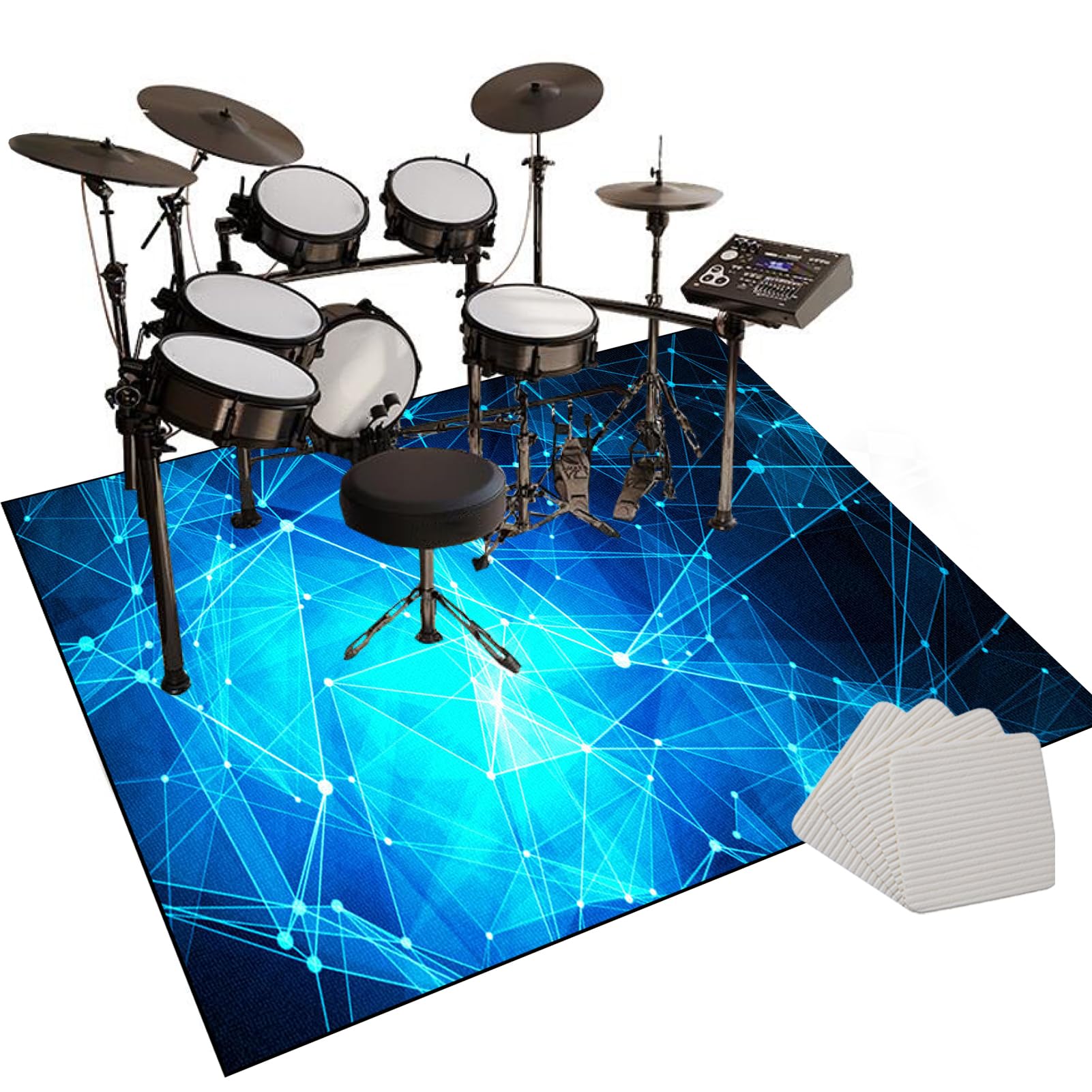 Dywanik perkusyjny, mata do perkusji, antypoślizgowa, dźwiękoszczelna, do użytku wewnątrz i na zewnątrz, elektroniczny zestaw perkusyjny jazzowy, do bębna basowego, werbla, dywan wygłuszający, 200 x