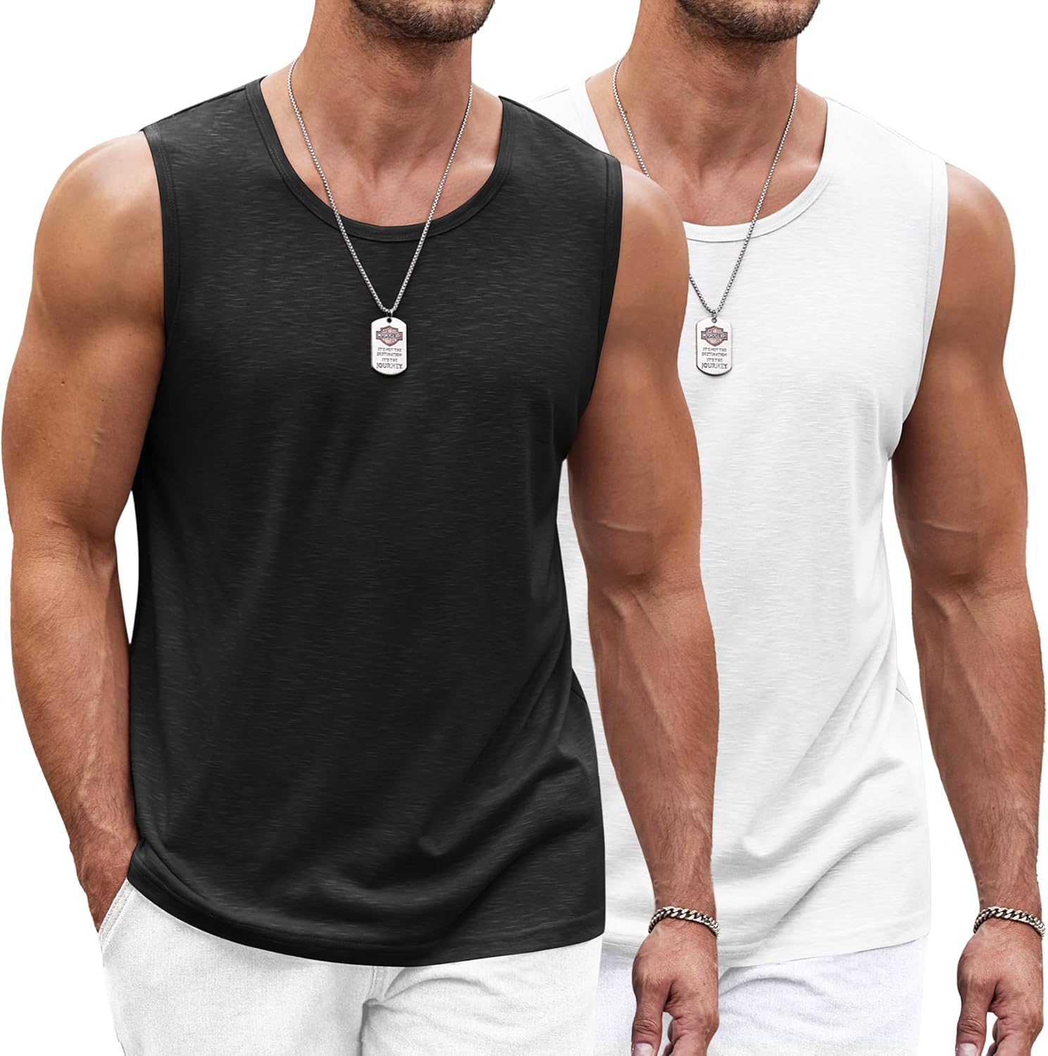 COOFANDY Men's Workout Tank Top 2 Pack Casual Soft Sleeveless Gym Muscle Shirts Bodybuilding Tee
