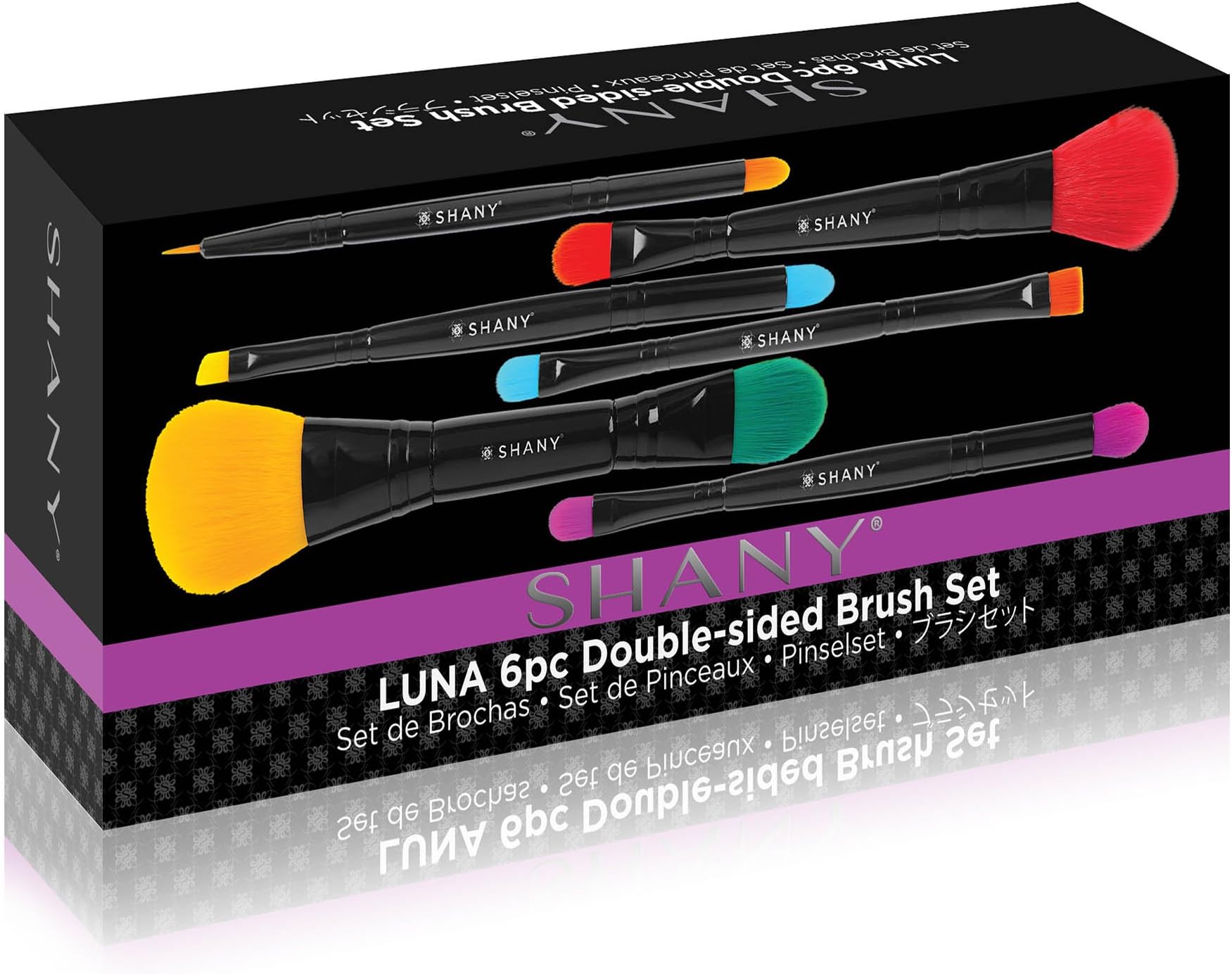 SHANY Vegan Makeup Brushes - 6 PC Double Sided Travel Make up Brushes with Brush storage Pouch - Old Style