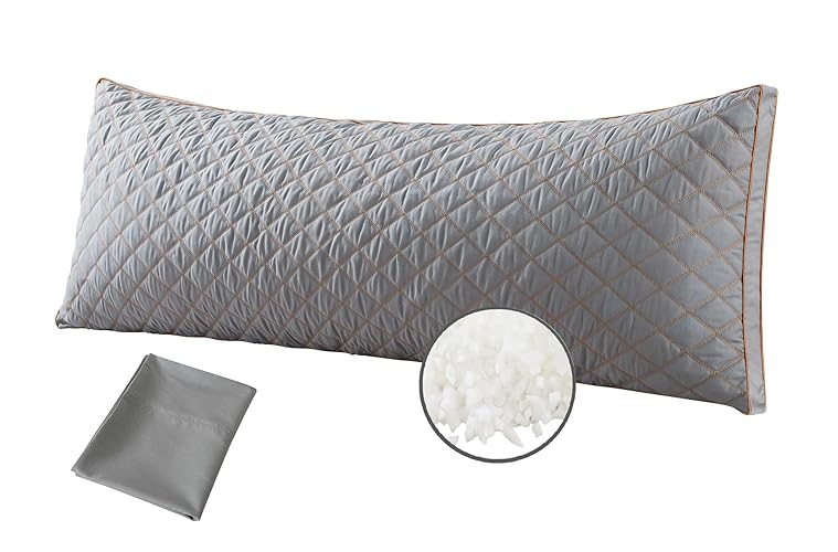 WhatsBedding Memory Foam Body Pillow for Adults, Long Body Pillow for Sleeping, Full Body Pillow for Bed - Dark Grey - Dark Grey - LONG BODY PILLOW