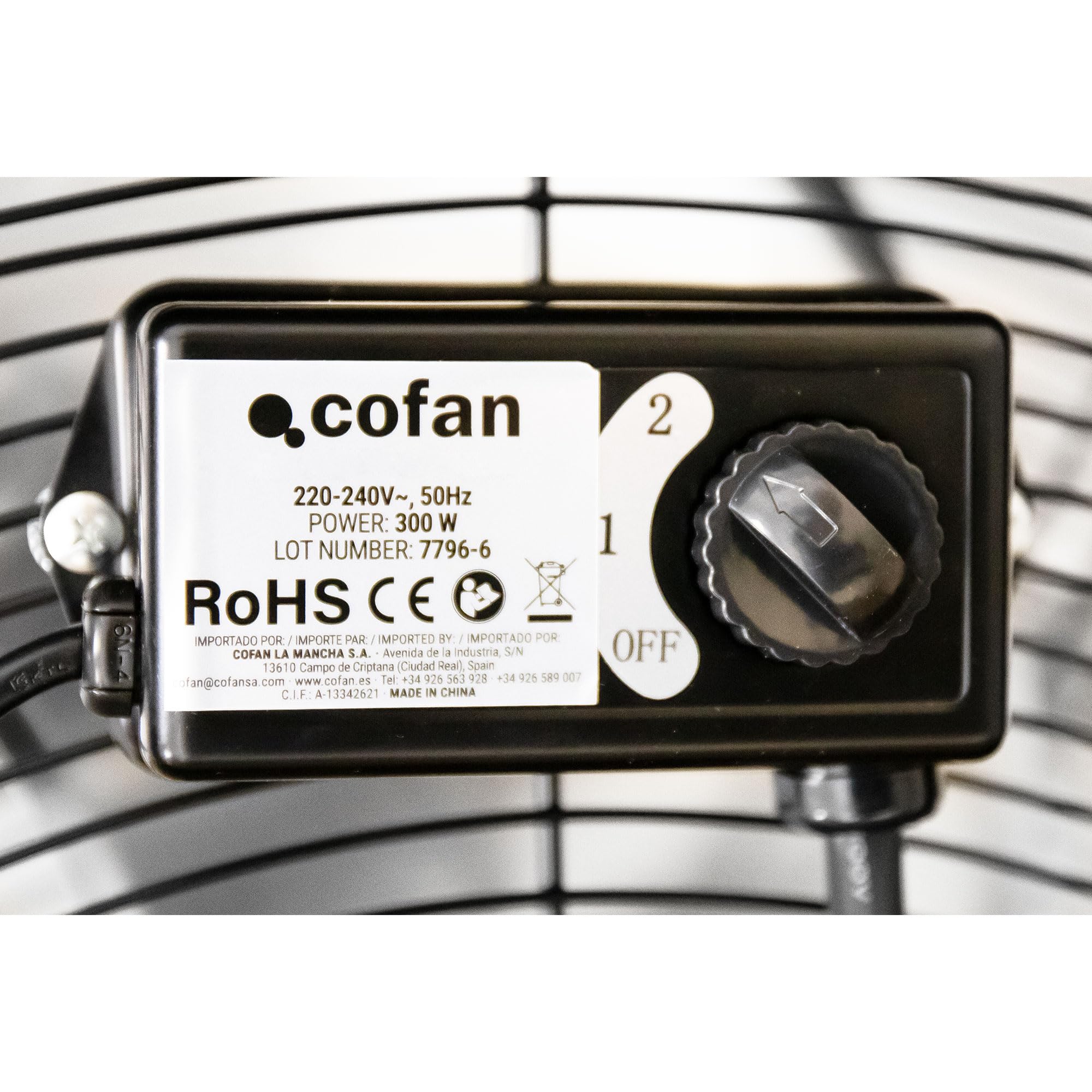 Cofan Ventilador Industrial de Suelo 200 W, 75 cm, 3 Velocidades, 3 Aspas de Aluminio de Alta Resistencia, con Ruedas, sin Asas, Motor Potente, Color Negro