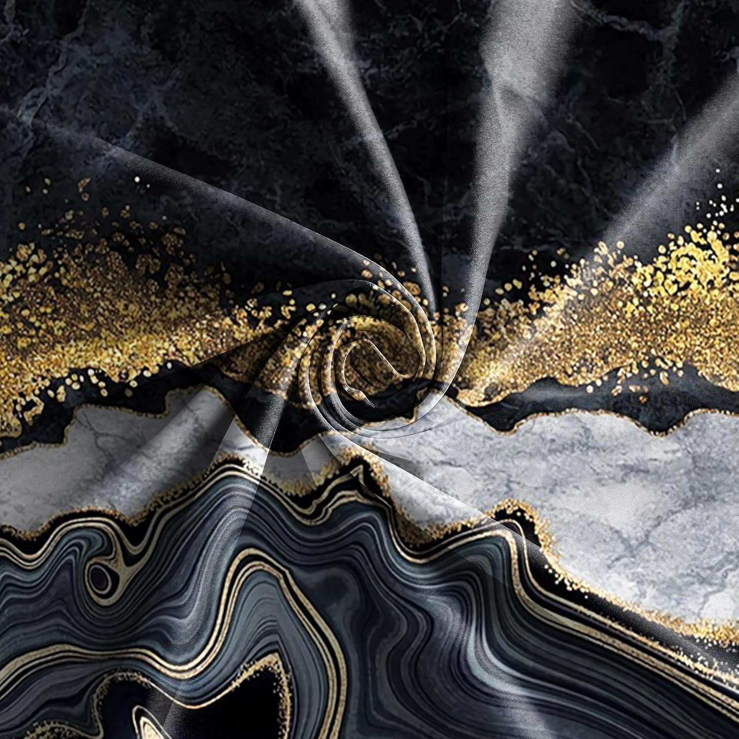 Baocicco Black Gold Gray Marble Window Curtains for Bedroom Living Room - Modern Luxury Art Design Drapes with Gold Texture - Blackout Curtains with Grommets 2 Panels 21x45 Inch