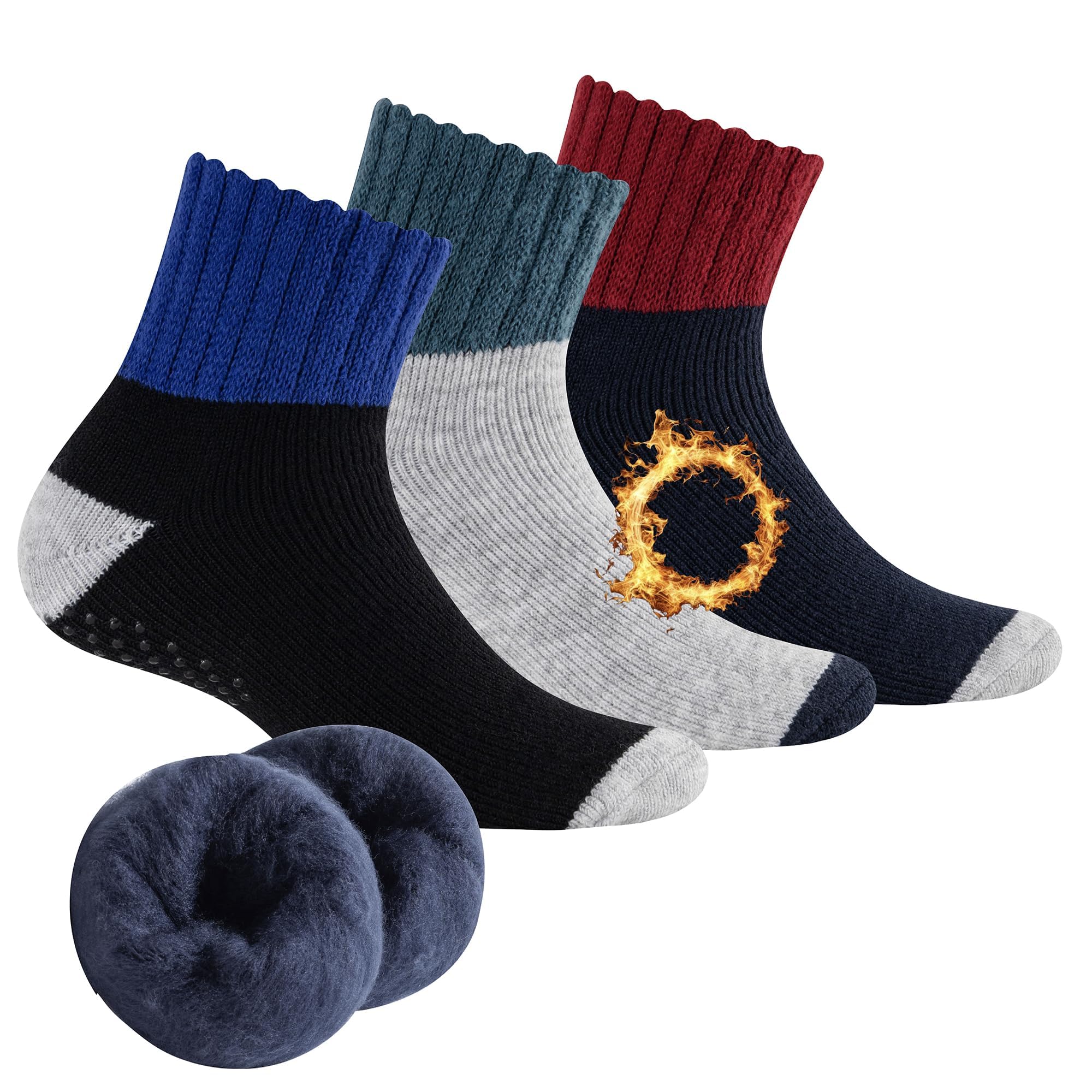 The Essentials Wardrobe Men's Colour Block 3Pk Slipper Thermal Lounge Socks - Uk 6-11/Eu 39-45