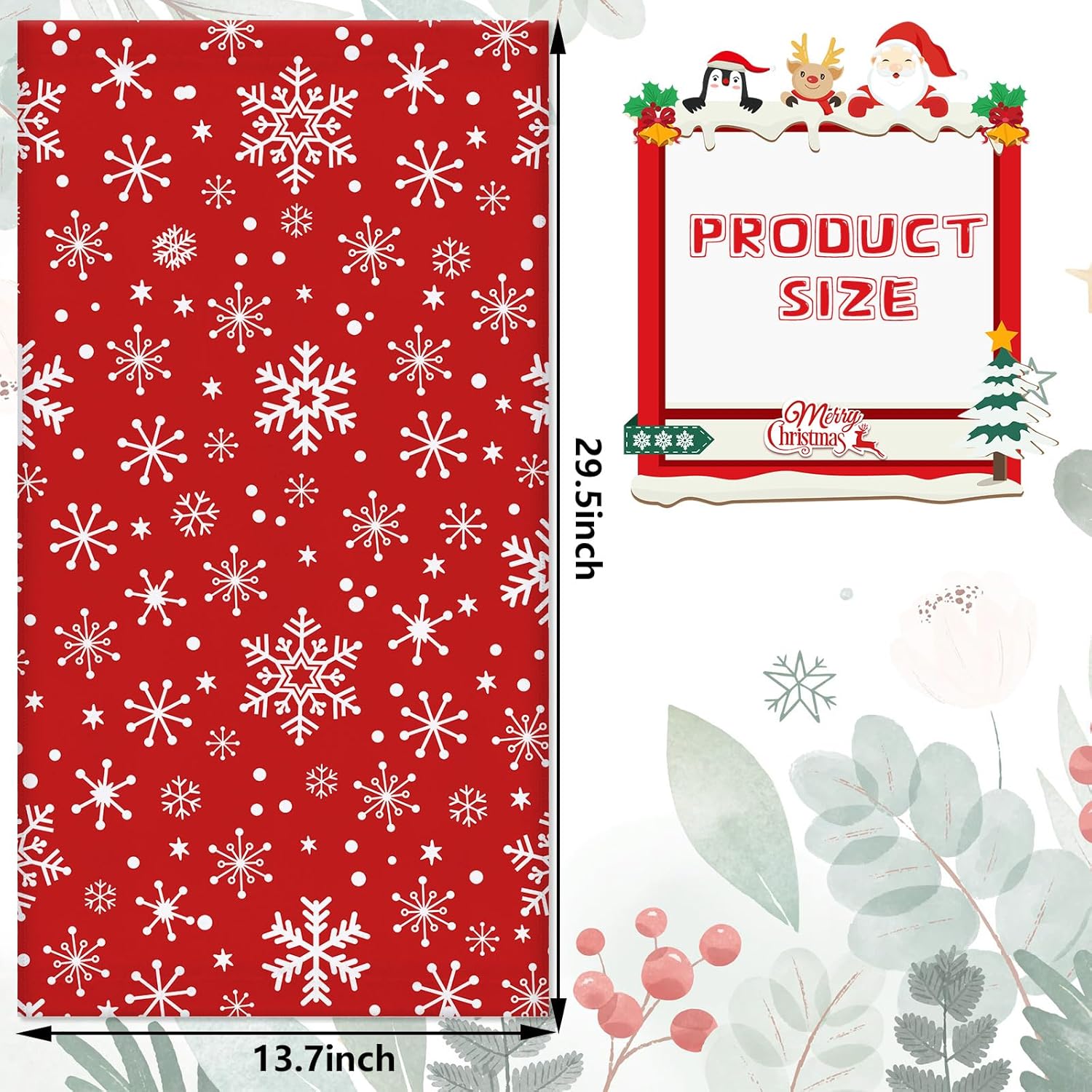 JarThenaAMCS 2Pcs Christmas Hand Towels Winter Snowflake Cotton Bathroom Towel Red White Dish Towel for Xmas Drying Cleaning Cooking, 13.7 x 29.5 Inch - Image 2