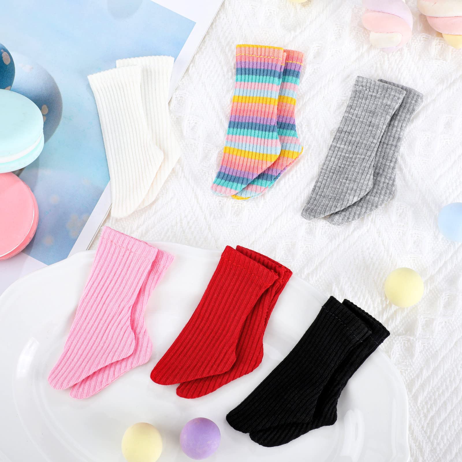 6 pares de mini calcetines de muñeca accesorios de ropa de muñeca para figura de juguete femenino 7