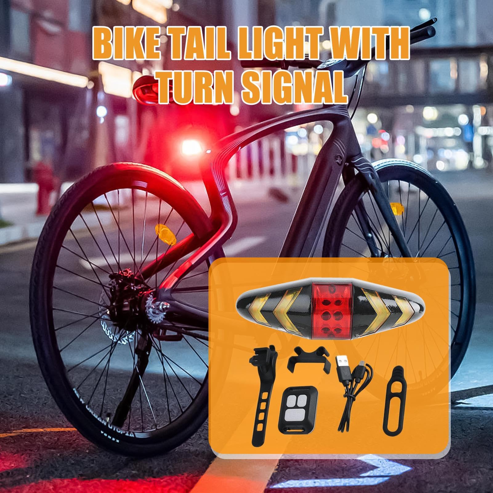 e bike Turn Signals, Wireless Remote Bike Blinkers, 6 Lighting Modes, Interactive Usb Rechargeable Tail Light, Waterproof Led Indicator, Ideal for Road Cycling and Night Riding