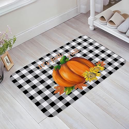 Miniatura 4 de Tapete de baño con texto en inglés "It's Fall Y'all", antideslizante, suave, absorbente, tapete de baño para cocina, entradapiso, 23.6 x 15.7