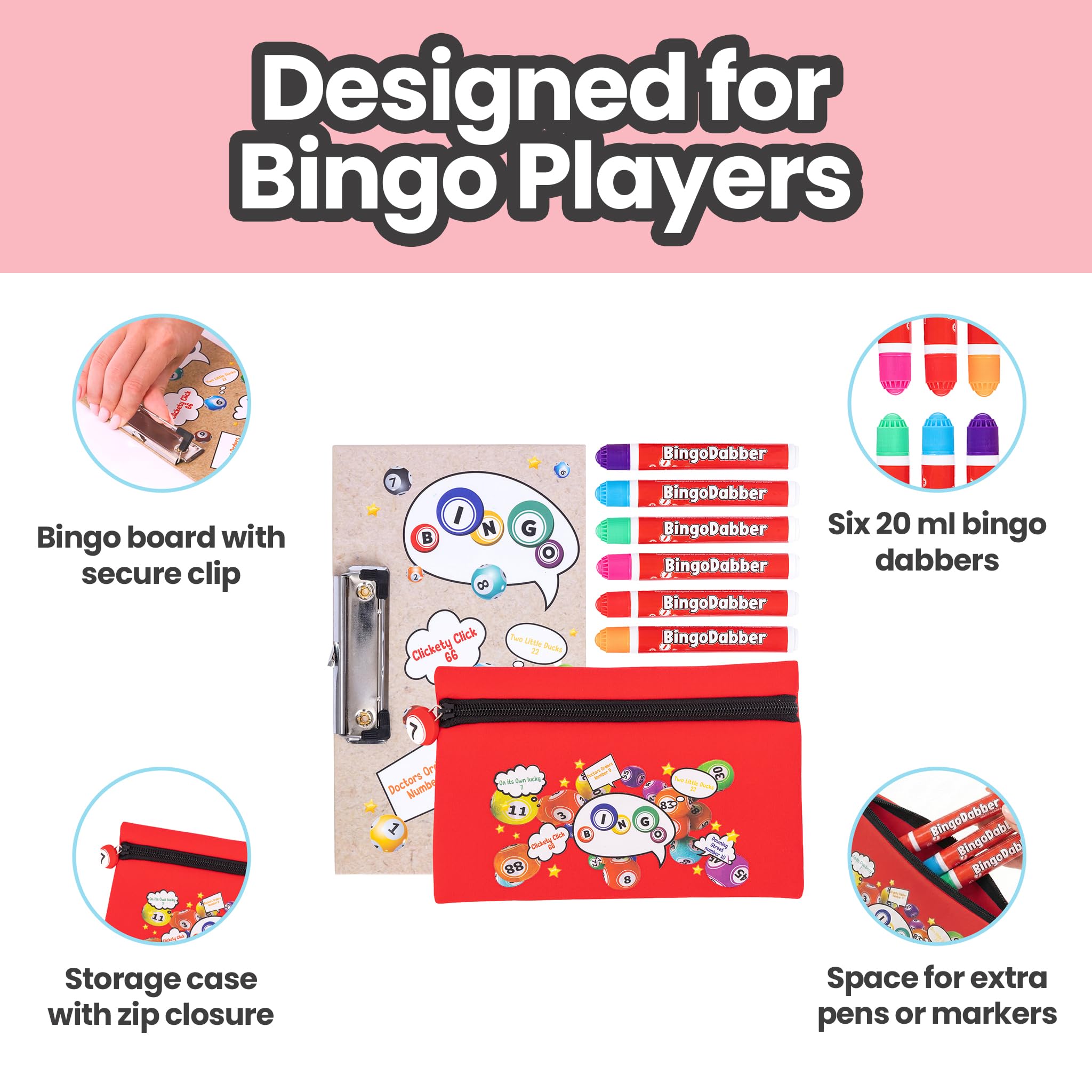 evelay Bingo Dabber Case Holder Gift Set, Red, 21.5 x 14 cm - Image 4
