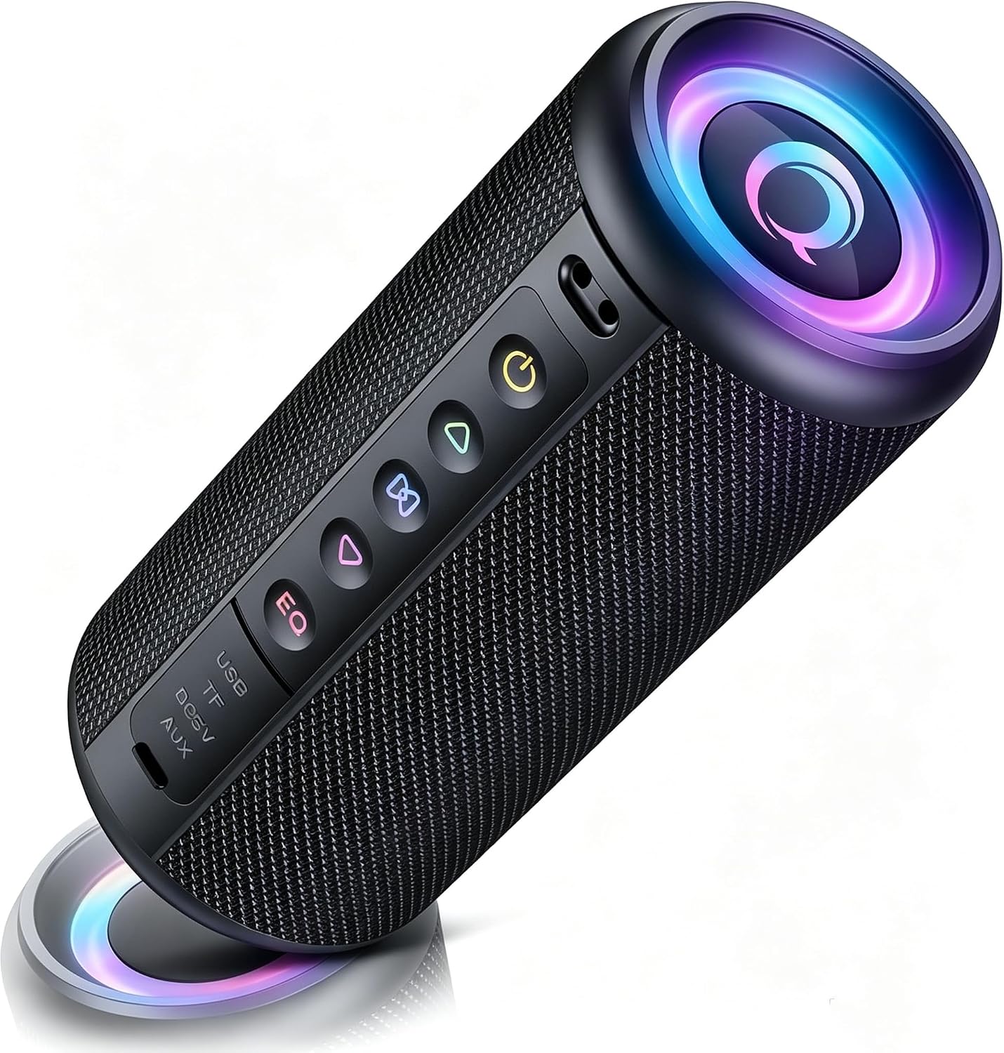 Portable Bluetooth Speaker, 2026 Bluetooth 5.4 Wireless Speaker with 20W HD Loud Stereo Sound, 20H Playtime, LED Lights, IP7, TWS Pairing, Built-in Mic, for Outdooty, Gift, Black