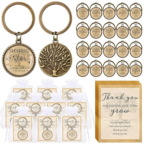 Sasylvia 20 Sets Employee Appreciation Gifts Tree Keychain Thank You
