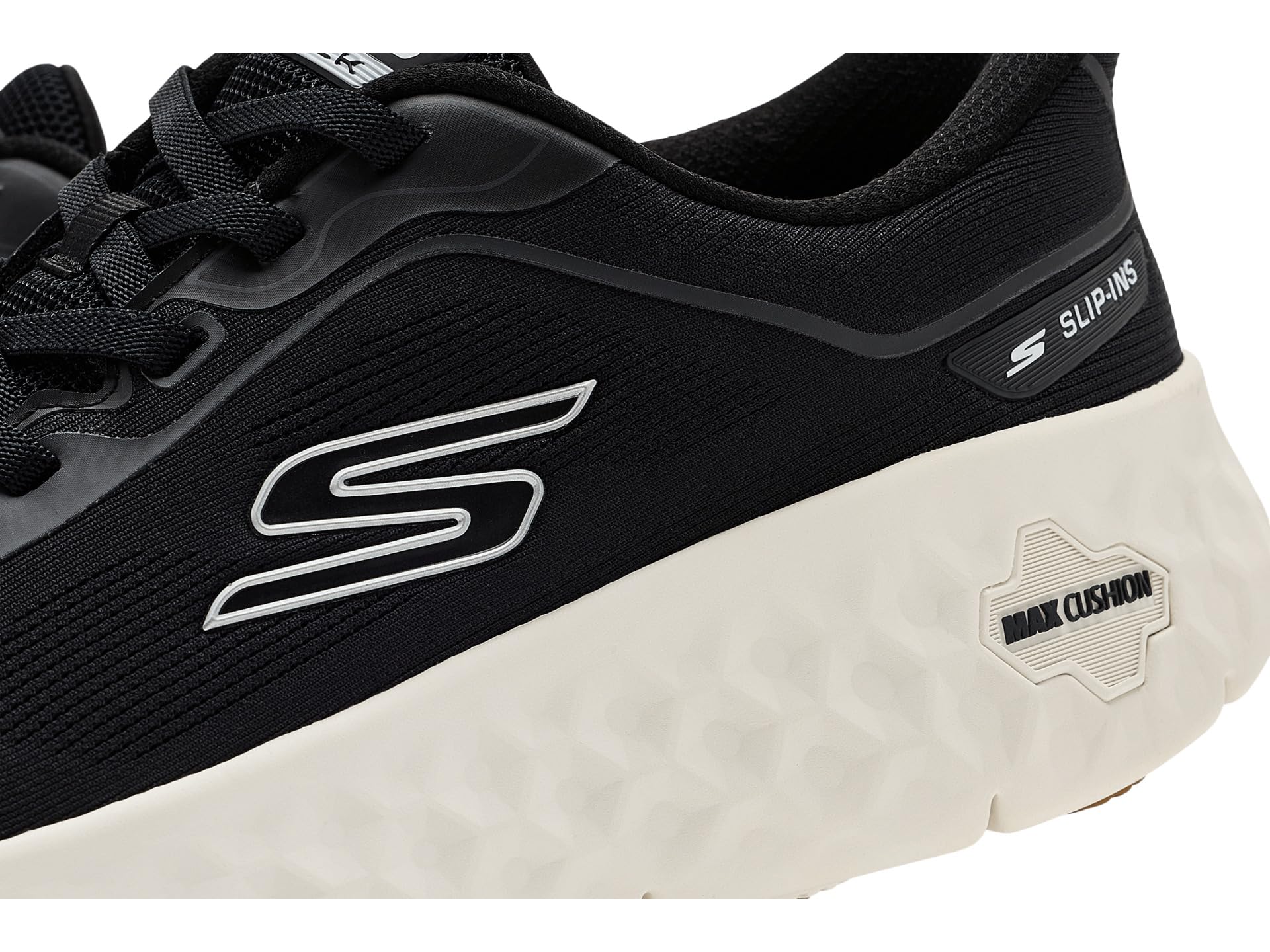 Skechers Mężczyźni GO WALK MAX CUSHIONING FLEX PAVE buty treningowe, Black Textile/White Trim, 44.5 EU