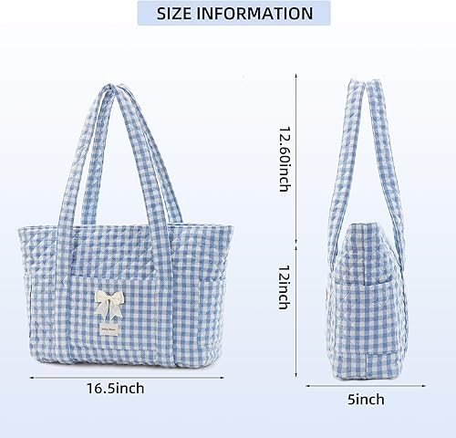 Miniatura 6 de Two Sets of Quilted Gingham Tote BagsBlack&Blue