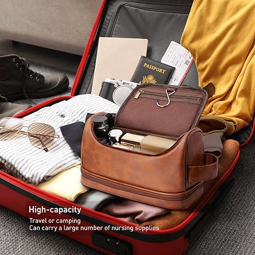 Miniatura 4 de Neceser de cuero personalizado para hombres, bolsa de viaje hecha a mano para marido, novio, papá, cumpleaños, aniversario, boda, padrinos de boda,