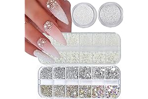 4 Boxes Nail Rhinestones and Pearls - Acrylic Nail Charms Kit