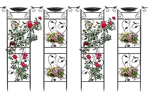 YITAHOME 4-Pack Trellises with Bird Bath for Climbing Plants Outdoor