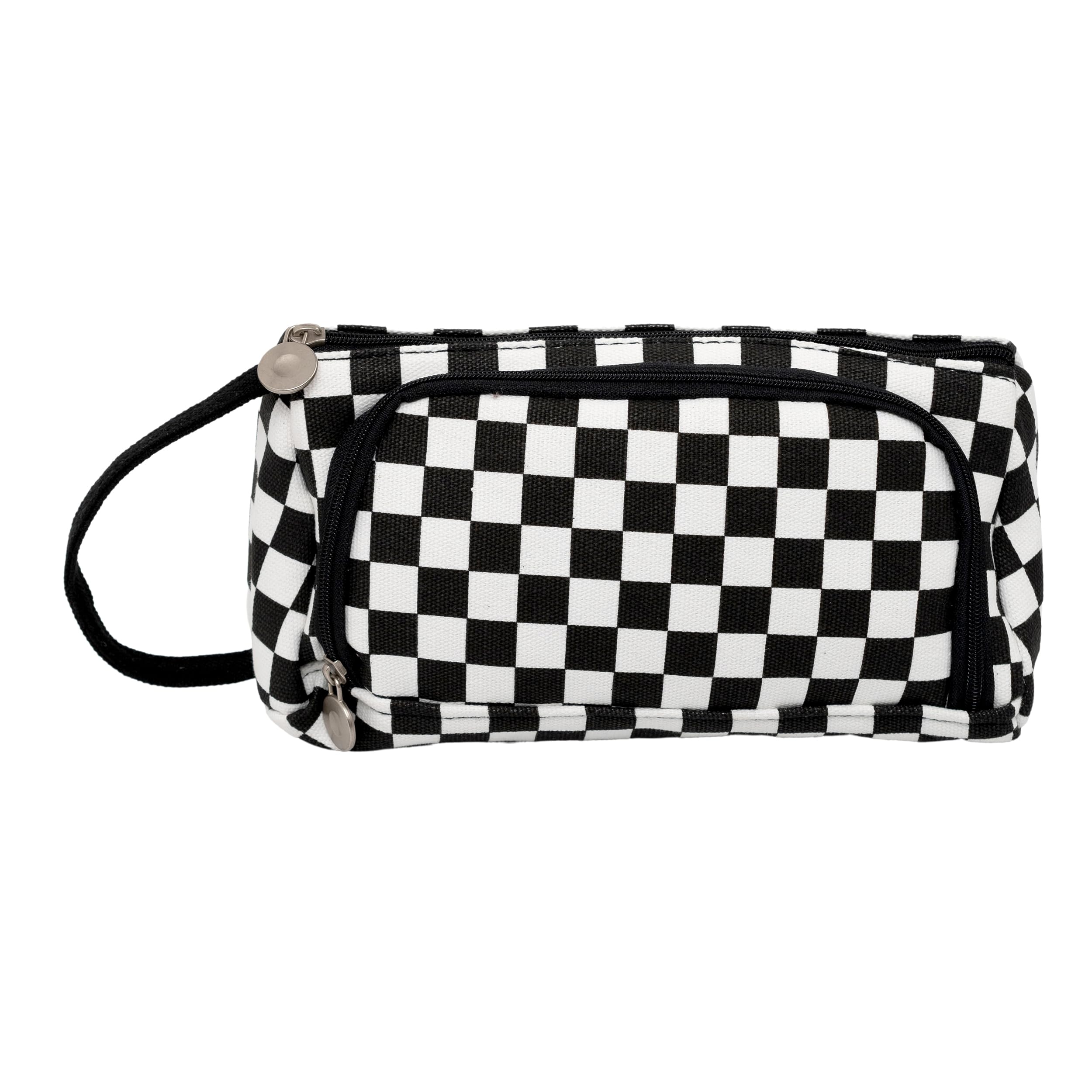 Topinon Polyester Big Capacity Pencil Case High Large Storage Pouch Marker Pen Case Simple Stationery Bag School College Office Organizer for Teens Girls (Black & White Chess)-image-49