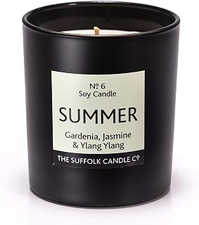 SUMMER - Gardenia, Jasmine and Ylang Ylang - handmade soy candle - 200g - black glass