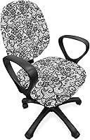 Vista 39 de Ambesonne - Funda para silla de oficina en acuarela, pinceladas abstractas con diseño de lunares, patrón geométrico grunge, fondo moteado, tela