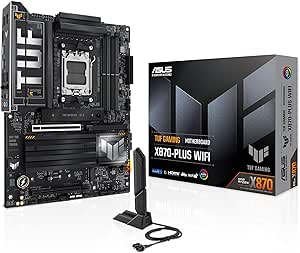 ASUS TUF Gaming X870-PLUS WiFi AMD AM5 X870 ATX Motherboard, 16+2+1, 80A SPS Power Stages, DDR5, PCIe 5.0 Ready, Cuatro Ranuras M.2, Wi-Fi 7, 2.5Gb LAN, HDMI, USB4® 40Gbps, SATA 6 Gbps, USB 20Gbps : Amazon.com.mx: Electrónicos