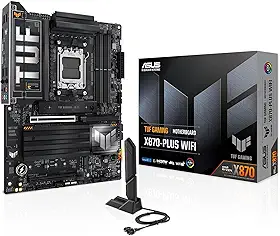 ASUS TUF GAMING X870-PLUS WIFI - Placa-mãe com 256 GB, 4 dispositivos compatíveis, Preto (WiFi)