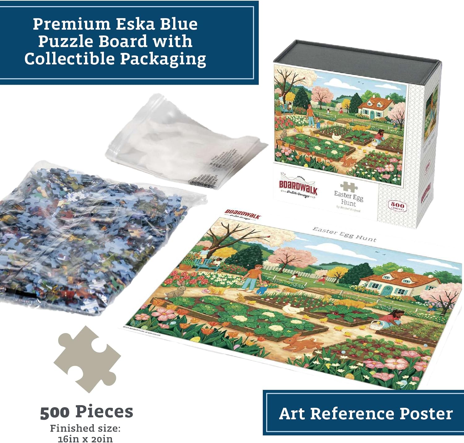 Boardwalk Puzzles Springtime Garden Scene – 500 Piece Jigsaw Puzzle for Adults, Made in USA
