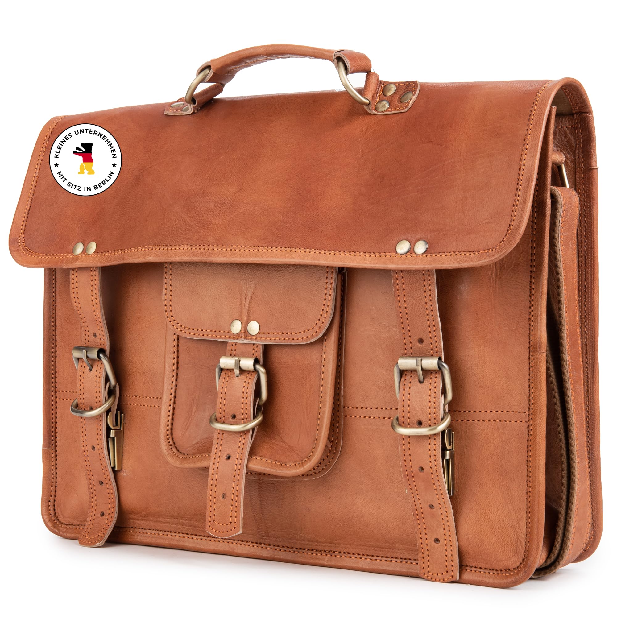 Berliner Bags Messenger Bag Berlin M Vintage aus Leder für Herren - Braun