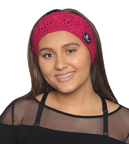 Miniatura 2 de KayJayStyles Diadema tejida a mano con forro polar para la cabeza, calentador de orejas Nepal (rosa)