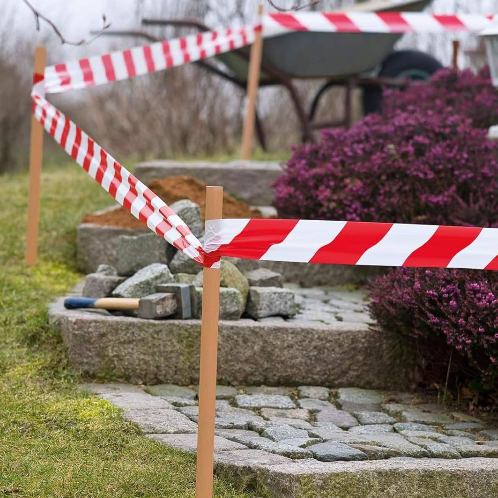 Nastro Segnaletico Bianco Rosso in Polietilene LDPE 200 M x 7 cm Ideale per Segnalare Delineare Zone Pericolose 15 Micron Resistente alla Tensione (36)