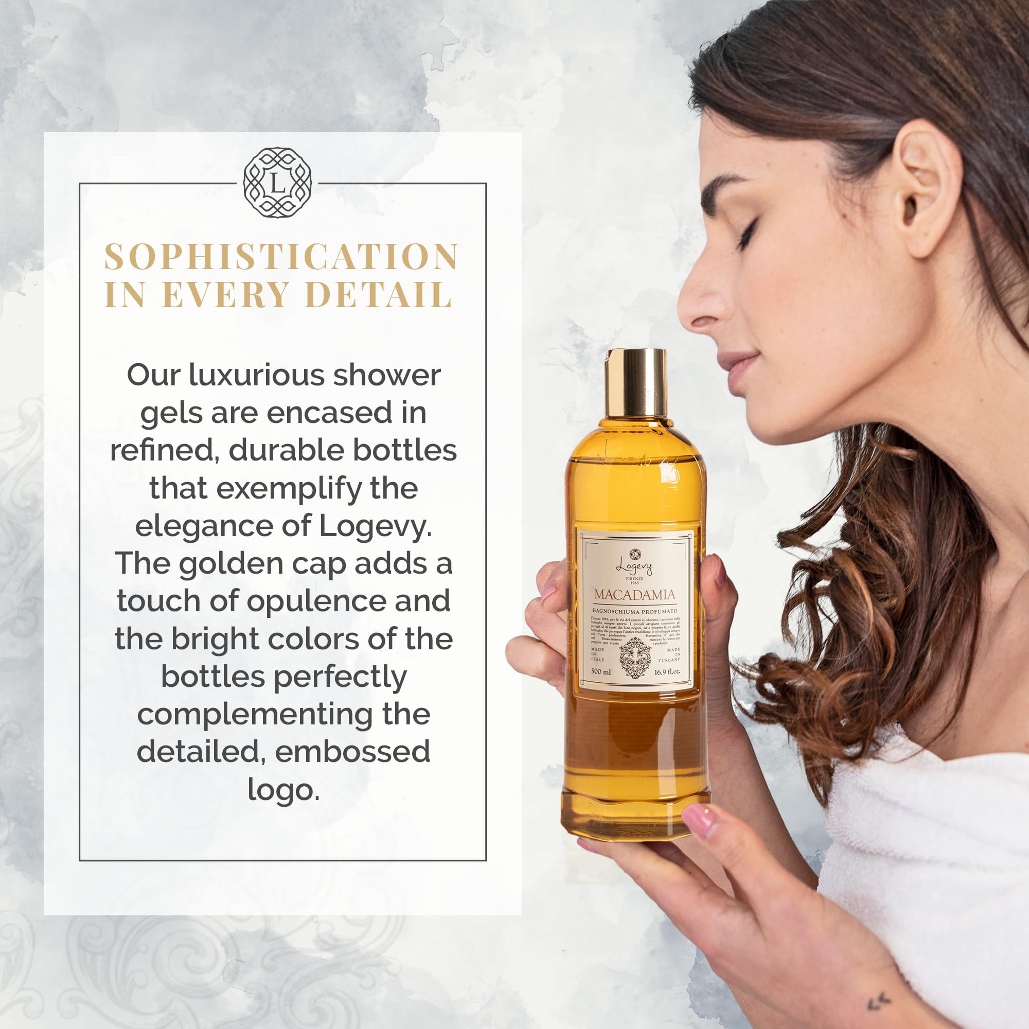 Logevy Macadamia Shower Gel, Indulgent Aroma Made from the Best Skin-Friendly Ingredients - Image 4