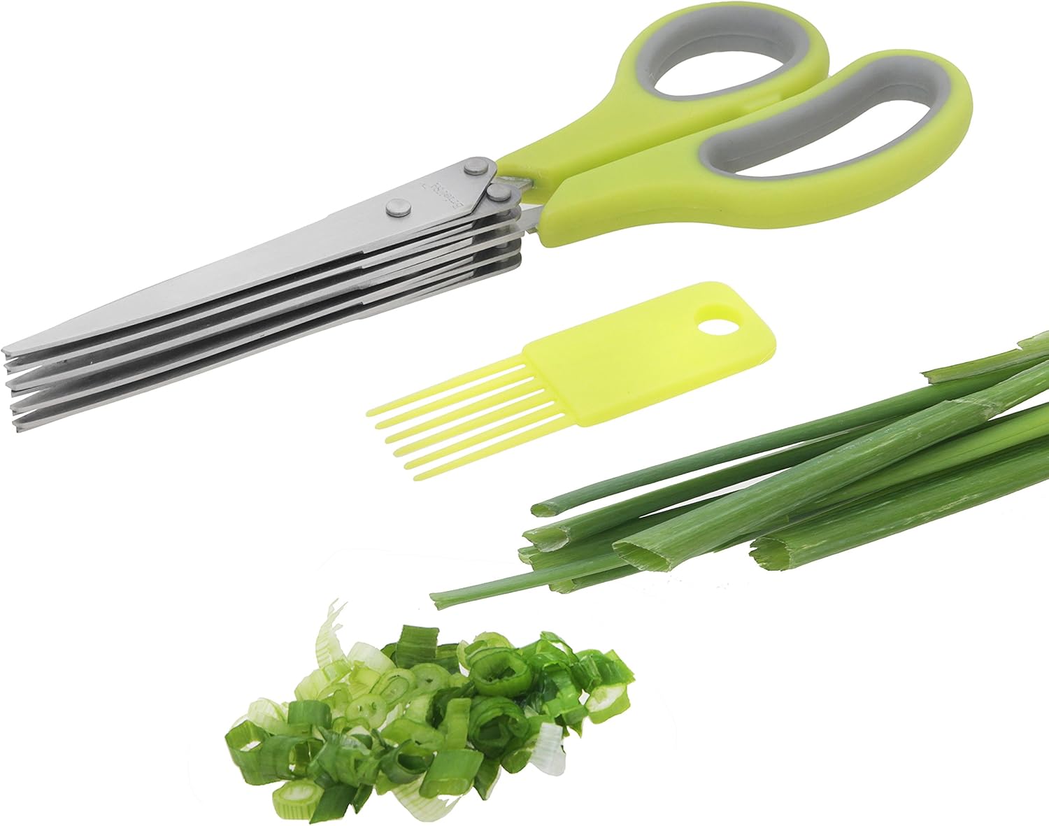 Super Sale 🛒 BriaUSA Herb Scissors 5- Blade Professional Stainless Steel - Multipurpose Kitchen Shear 5 Blades with Cleaning Comb