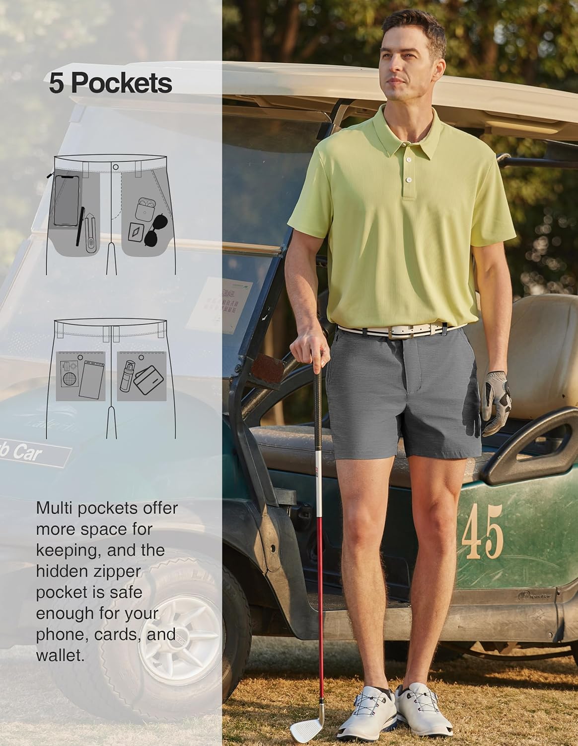 PULI Golf Shorts Men 5 Inch Inseam Relaxed Fit Stretch Dress Lightweight Casual Travel Quick Dry Summer Shorts - Image 4