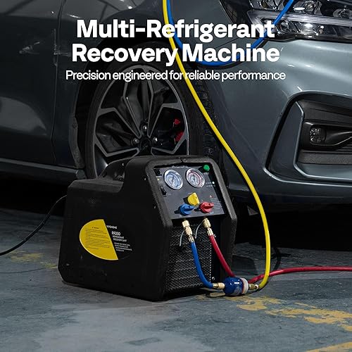 Miniatura 8 de VIVOHOME 1 HP Máquina de recuperación refrigerante portátil de doble cilindro R32 R1234yf R454B, unidad de reciclaje de freón sin aceite para Negro