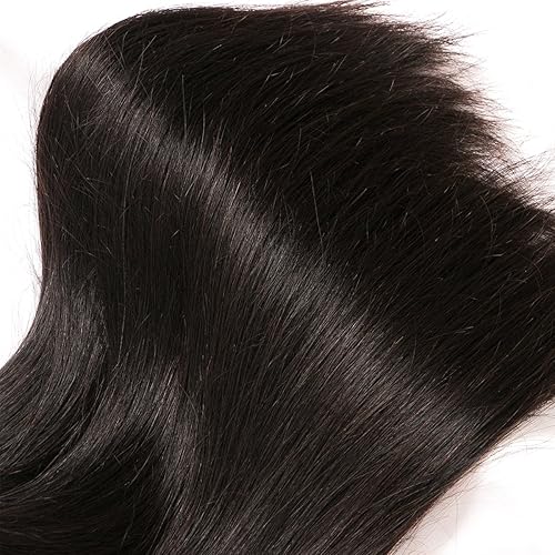 Miniatura 5 de QinMei - Extensiones de cabello brasileño 3 unidades con cierre de extensiones de cabello humano lacio brasileño virgen sin procesar extensiones de