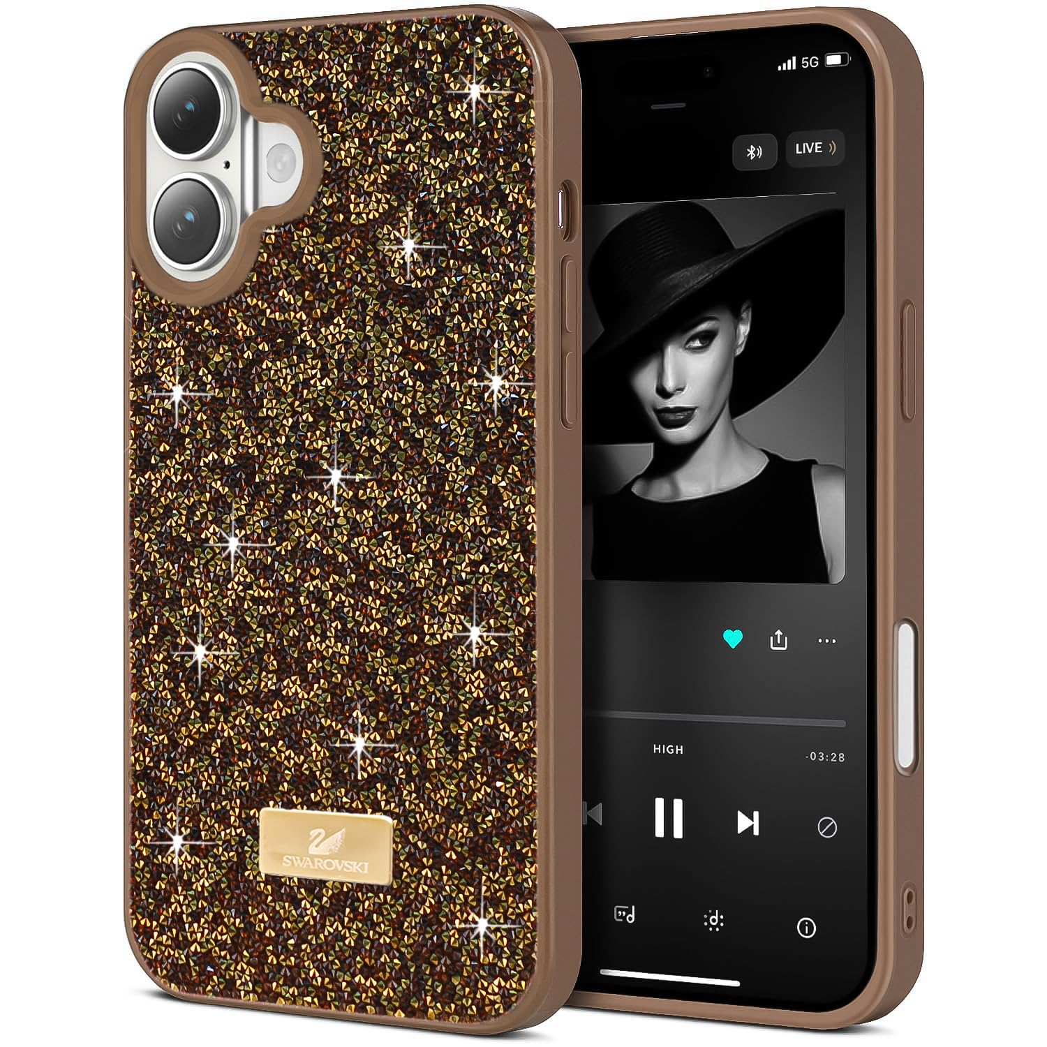 Dl3 Mobilak Case For iPhone 16 6.1-Inch Case Glitter, Sparkle Diamond Crystal Bling Case with Bling, Ultra Thin Lightweight Full Body Shockproof Anti-Scratch Protective Cover