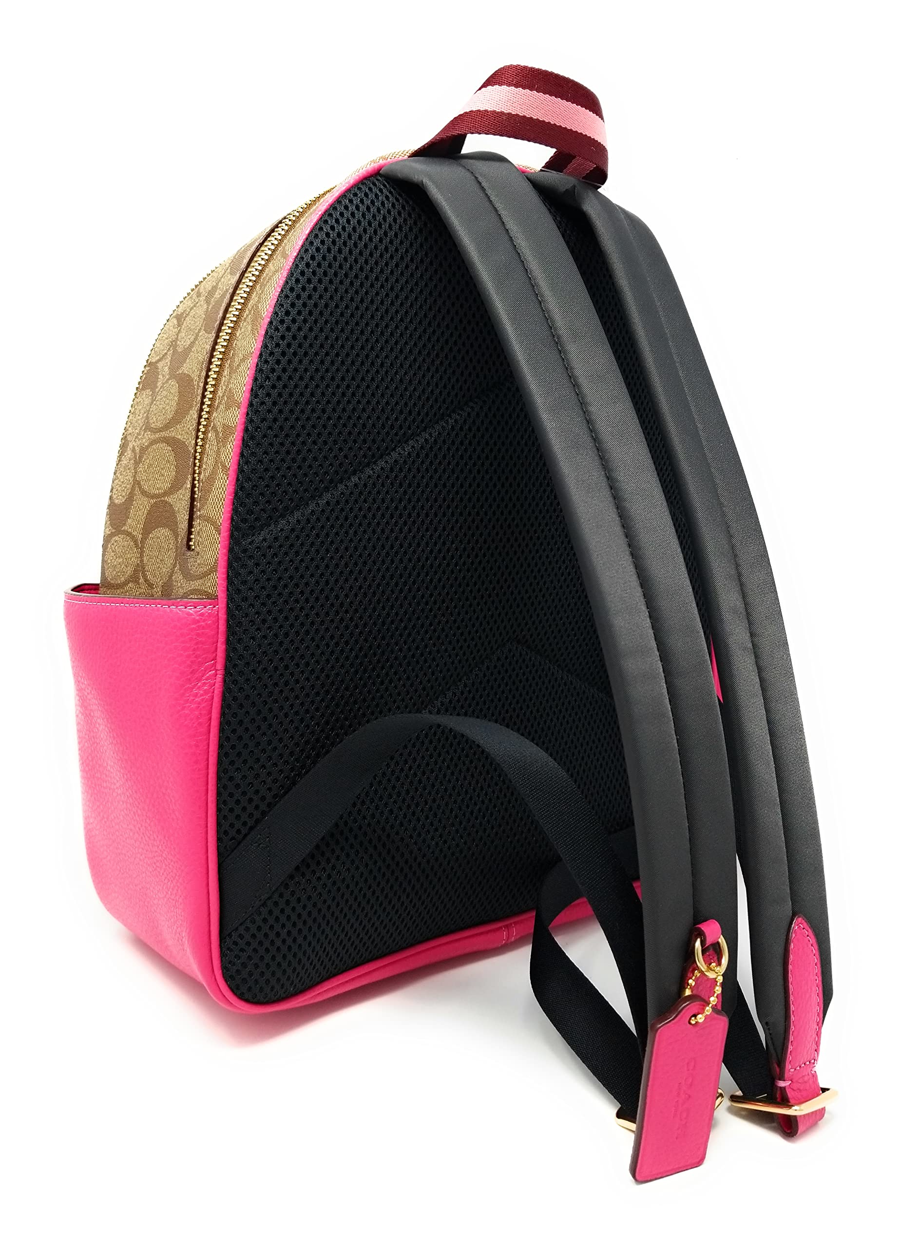 HTF NWOT Coach C8522 Court Medium Signature Leather Khaki Bold Pink Backpack Coach Women main image 2