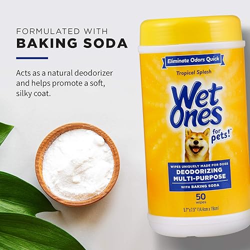 Miniatura 3 de Wet Ones Toallitas desodorizantes multiusos para perros con bicarbonato de sodio, toallitas desodorizantes para todos los perros con aroma a