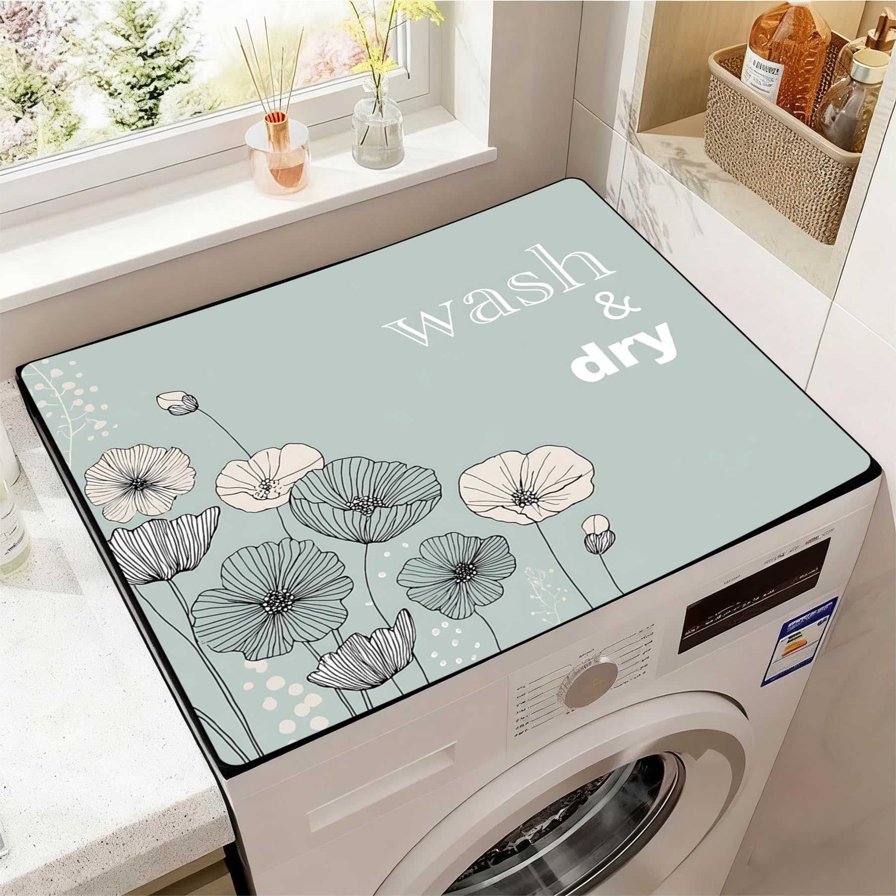 Washer and Dryer Covers for the Top, Non-slip Dryer Top Protector Mat, Dust-proof Washing Machine Cover, 23.6" x 19.7" (blue, 23.6" x 19.7")