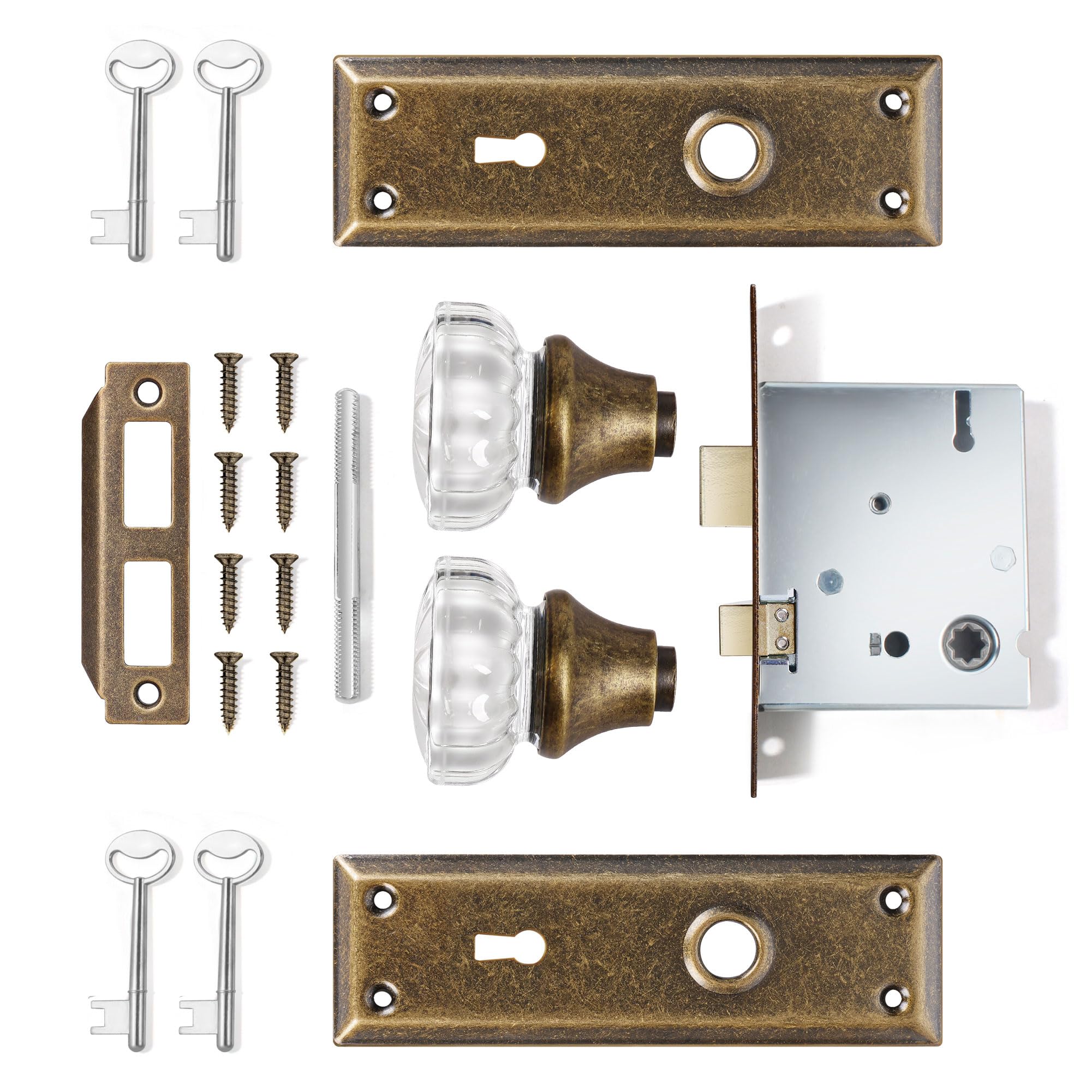 Crystal Glass Door Knobs - Mortise Lock Set -5
