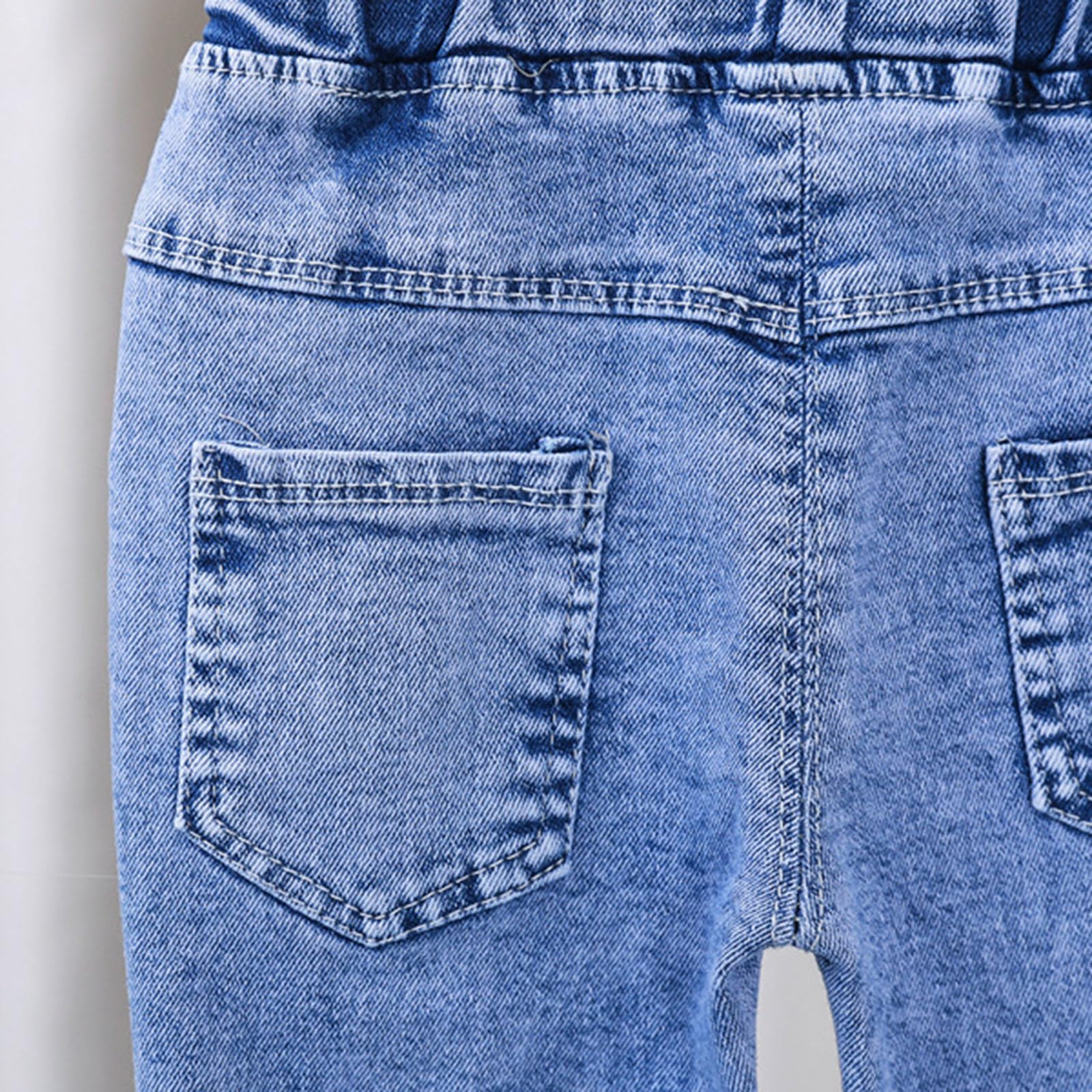 Generisch Pantalon en jean pour bébé fille - Taille élastique, Rose, 3-4 ans
