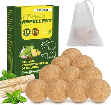 Squirrel Repellent,10 Pack Natural Long-Lasting Outdoor Animal Deterrent, Squirrel Repellent for Cars, Plants Garden, Outdoor Use, Keep Squirrels Away from Gardens, Flower Beds and Farm