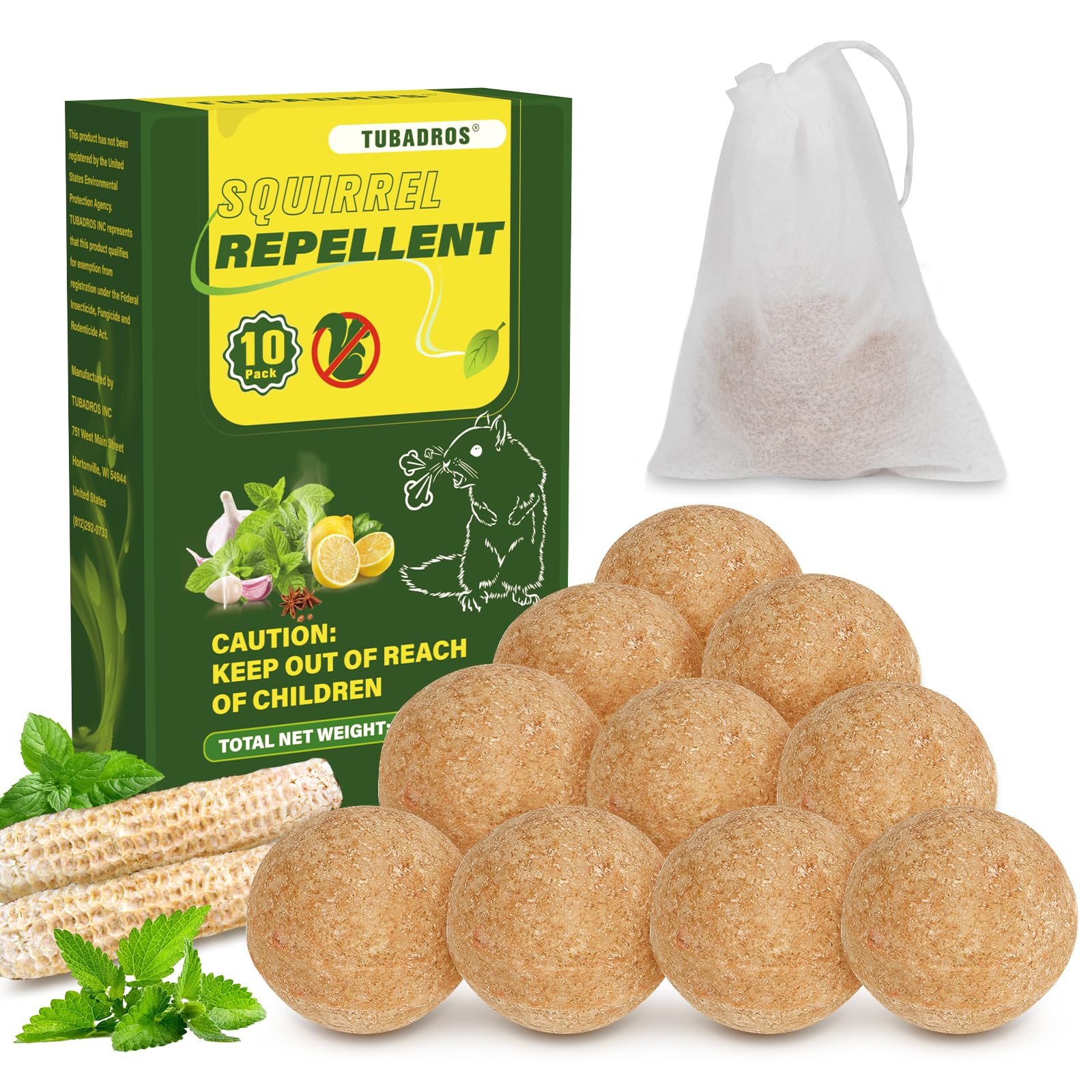 Photo 1 of ***Opened missing two***Squirrel Repellent,10 Pack Natural Long-Lasting Outdoor Animal Deterrent, Squirrel Repellent for Cars, Plants Garden, Outdoor Use, Keep Squirrels Away from Gardens, Flower Beds and Farm***Opened missing two***