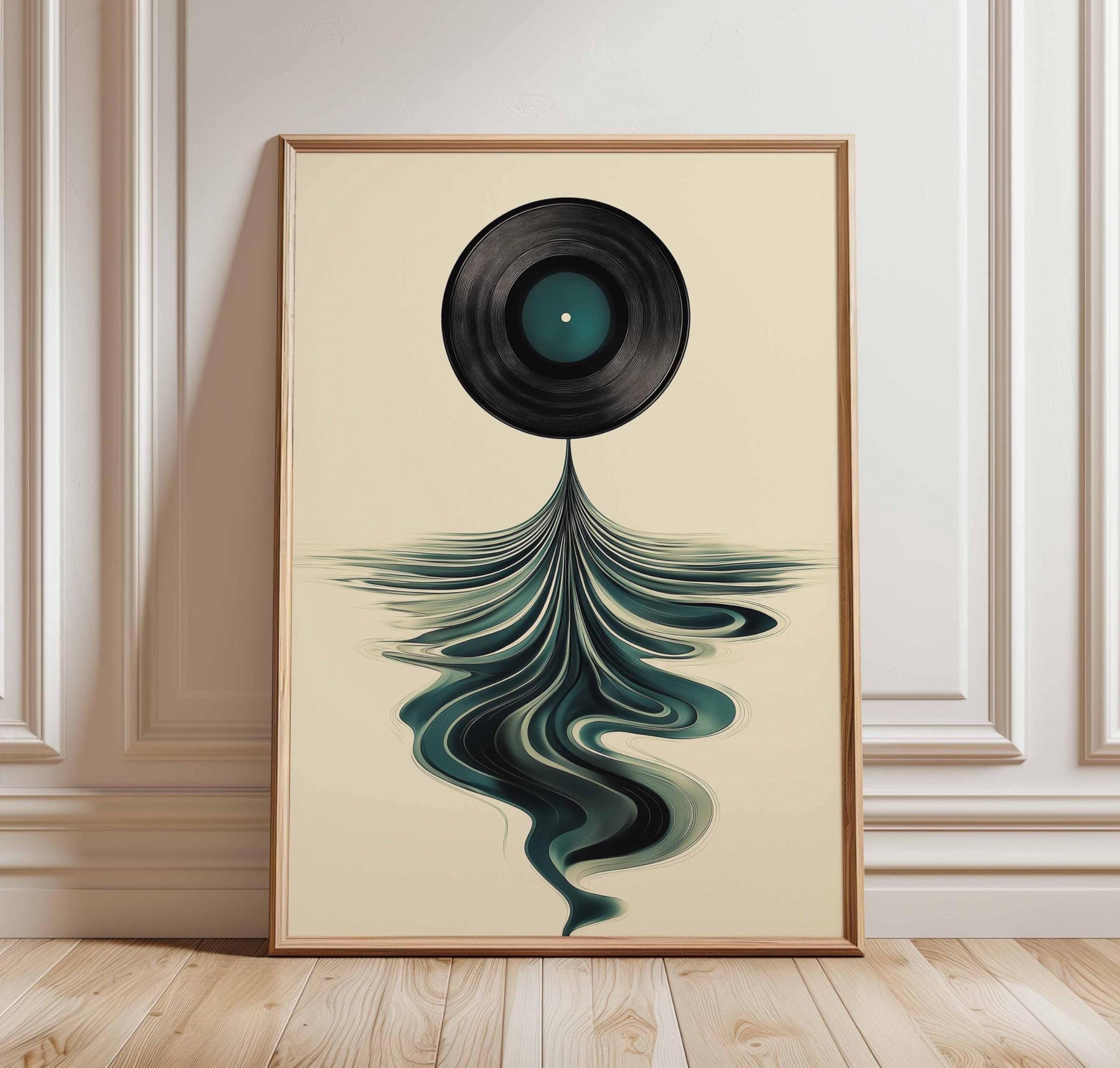 CAOXTART Abstrakcyjna płyta winylowa, płótno ścienne, nowoczesny plakat muzyczny, retro obraz winylowy, geometryczna grafika, minimalistyczny druk muzyczny (40 x 60 cm / ramka wewnętrzna)